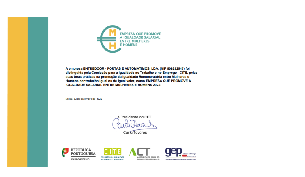Certificado CITE da Entredoor
